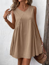 Ruched V-Neck Sleeveless Mini Dress Casual Dresses - Tophatter Daily Deals