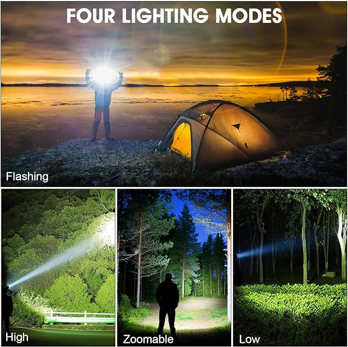 120,000LM Super Bright LED Rechargeable Headlamp, Zoomable Head lamp - Tophatter Daily Deals