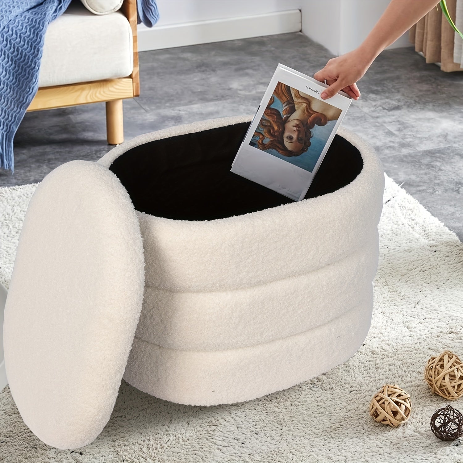Storage Stool Mushroom Shape with Plush Seat Folding Chairs & Stools - Tophatter Daily Deals