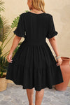 Swiss Dot Ruffled V-Neck Tiered Dress Casual Dresses - Tophatter Daily Deals