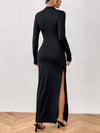 Slit Mock Neck Long Sleeve Maxi Dress Cocktail Dresses - Tophatter Daily Deals