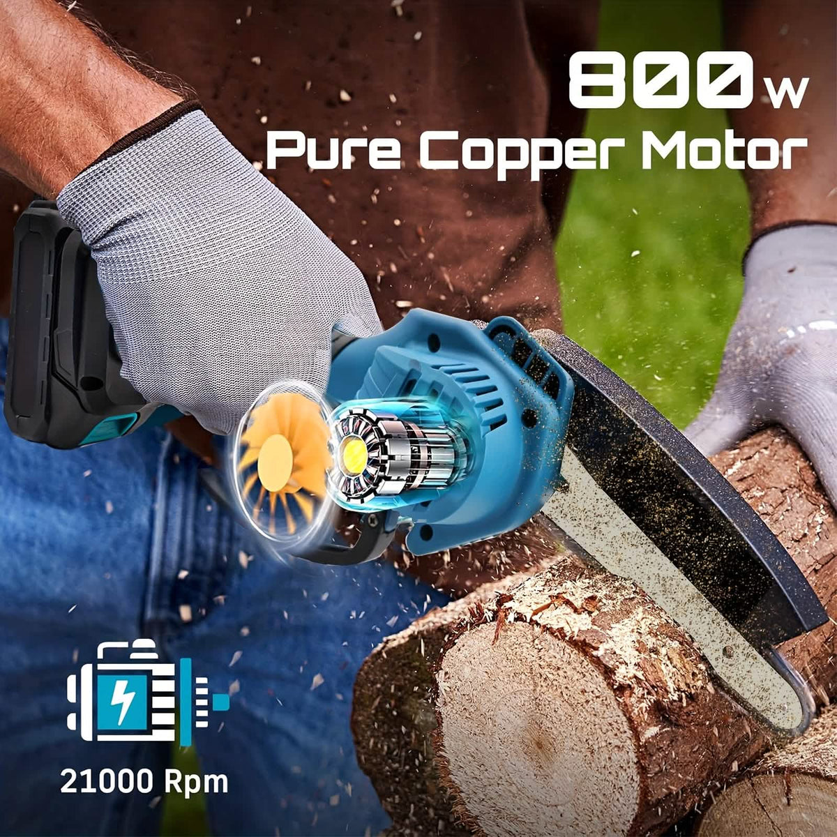 6-inch Cordless Mini Chainsaw – Handheld Electric, Lightweight, Battery-Powered Home Improvement - Tophatter Daily Deals