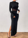 Slit Mock Neck Long Sleeve Maxi Dress Cocktail Dresses - Tophatter Daily Deals