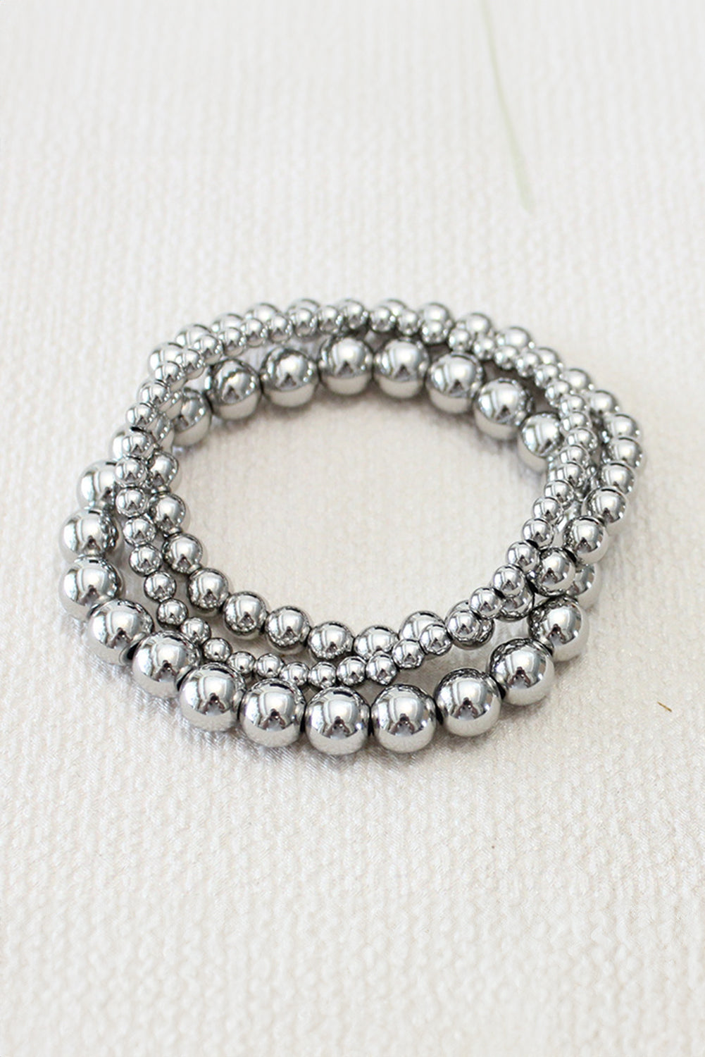 Silvery 3pcs 4/6/8mm Bead Bracelet Set Bracelets - Tophatter Daily Deals