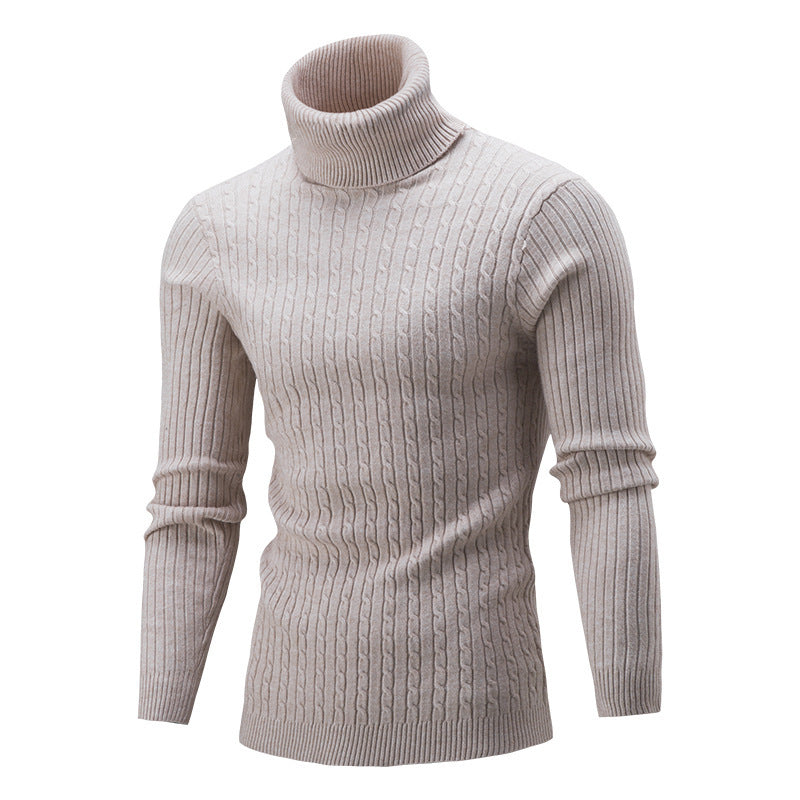 Fitted Men's Rollneck Sweater - Slim Cut, Cable Knit Winter Beige 3D Changing Face Moving Picture Frame - Tophatter Daily Deals