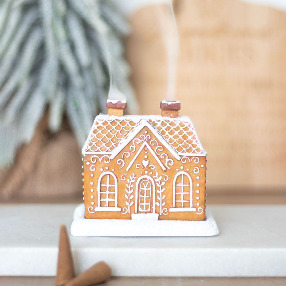 Gingerbread House Incense Burner Festive Christmas Ornament with Cinnamon Cones Oil Burner - Tophatter Daily Deals