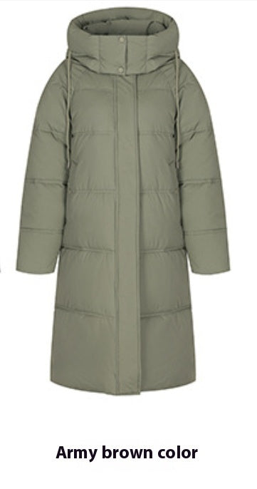 Insulating Women’s Long Puffer Coat - Hooded Quilted Winter Army Green 3D Changing Face Moving Picture Frame - Tophatter Daily Deals