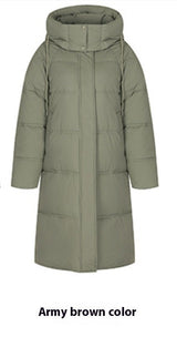 Insulating Women’s Long Puffer Coat - Hooded Quilted Winter Army Green 3D Changing Face Moving Picture Frame - Tophatter Daily Deals