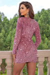 Sequin V-Neck Long Sleeve Mini Dress Cocktail Dresses - Tophatter Daily Deals