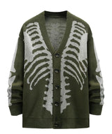 Oversized Men's Jacquard Cardigan - Skeleton Knit, Acrylic Army Green 3D Changing Face Moving Picture Frame - Tophatter Daily Deals