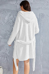 Fuzzy Tied Pocketed Hooded Lounge Nightgown Sleep Dresses - Tophatter Daily Deals