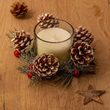 Christmas Wreath Scented Fragranced Candle Pot Ornament ~ Xmas Table Centrepiece Decoration ~ Red Wax - Spiced Apple & Cinnamon Scented Candle - Tophatter Daily Deals
