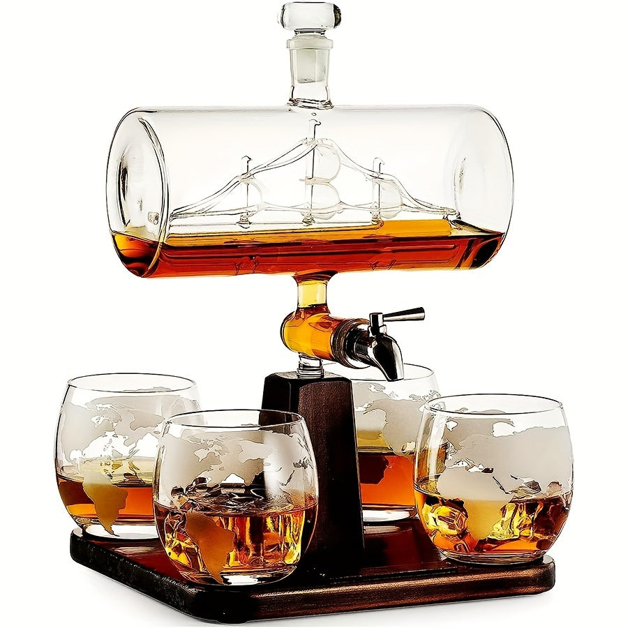 Skull Globe Wine Aerator Set with 4 Glasses Kitchen Appliances - Tophatter Daily Deals
