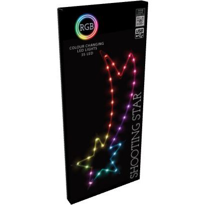 Shooting Star LED RGB Light | 35 LED Colour Changing Star Decoration - 25x60cm LED Light - Tophatter Daily Deals