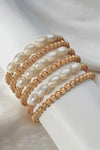 Gold Plated Pearl Beaded 6 Pcs Bracelet Set Bracelets - Tophatter Daily Deals