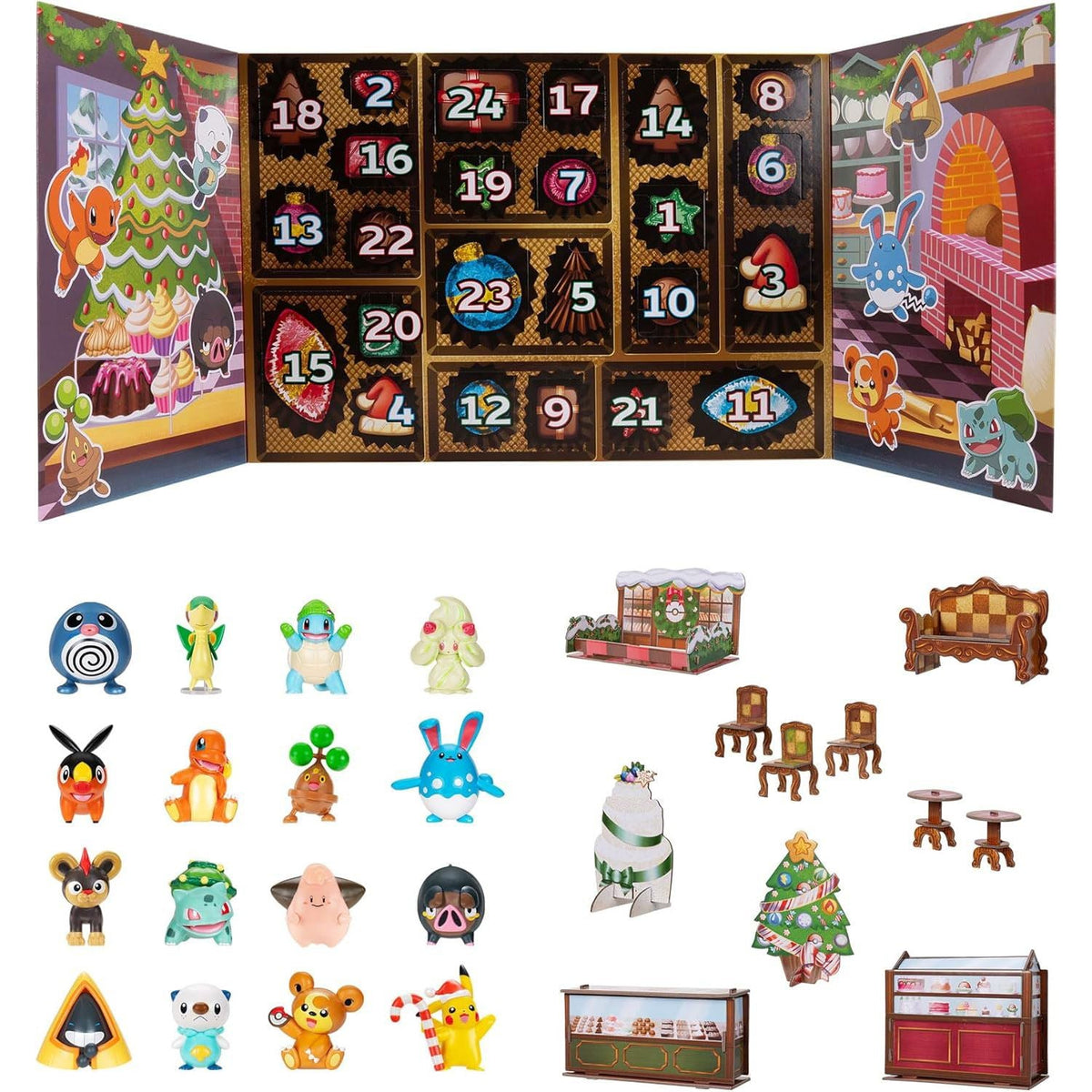 Pokemon Christmas Advent Calendar | 24 Days of Festive Figures and Accessories Advent Calendar - Tophatter Daily Deals