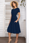 Belted Tee Dress With Pockets Casual Dresses - Tophatter Daily Deals