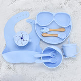 11 Piece Baby Training Dinner Plate Bowl Blue 9PCS 0 - Tophatter Daily Deals