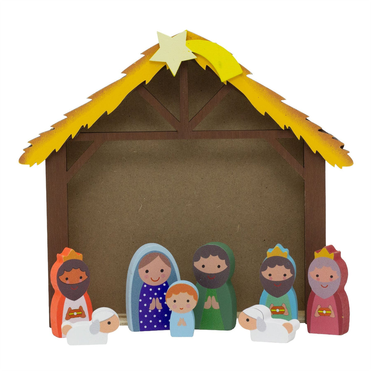 Wooden Nativity Scene with Mini Figures & Stable | Christmas Nativity Set Nativity Set - Tophatter Daily Deals