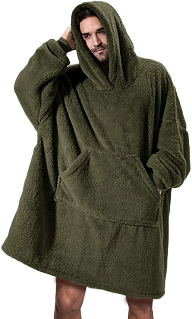 Warm Cozy Women Blanket Hoodie - Oversized Fleece Lounging Army Green One size 3D Changing Face Moving Picture Frame - Tophatter Daily Deals