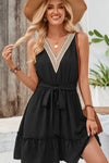 Tied Frill Sleeveless Mini Dress Casual Dresses - Tophatter Daily Deals