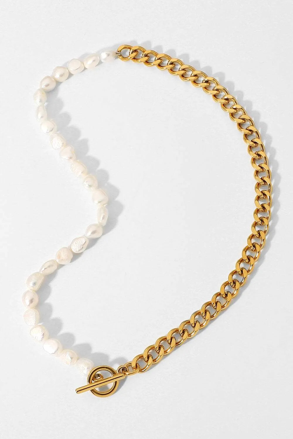 Dream Life Pearl Chunky Chain Necklace Gold One Size Necklaces - Tophatter Daily Deals