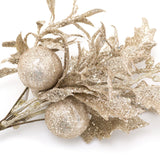 27cm Chic Glitter Christmas Spray Pick | Artificial Holly Christmas Decoration | Xmas Floral Spray Flower Pick - Design Varies One Supplied Foliage - Tophatter Daily Deals