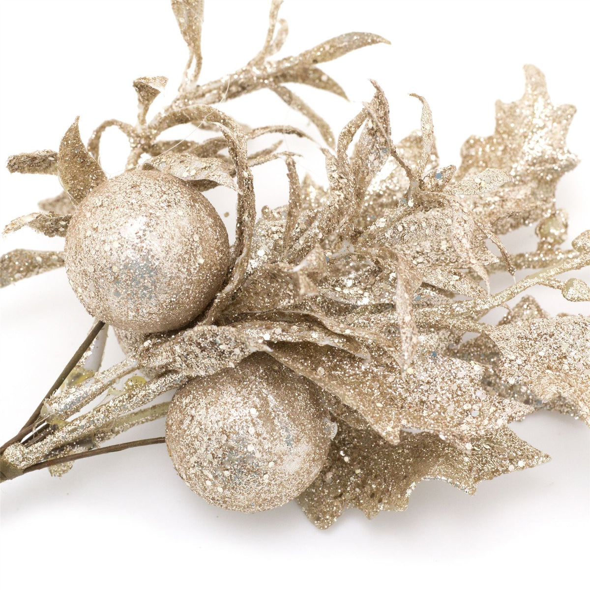 27cm Chic Glitter Christmas Spray Pick | Artificial Holly Christmas Decoration | Xmas Floral Spray Flower Pick - Design Varies One Supplied Foliage - Tophatter Daily Deals
