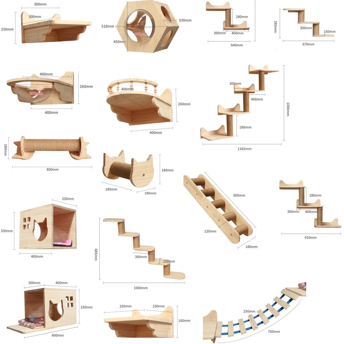 Pet Cat Climbing Frame Wall Type Solid Wood Wall Hanging Platform Ladder Pets Accessories Package1 Pet Supplies - Tophatter Daily Deals