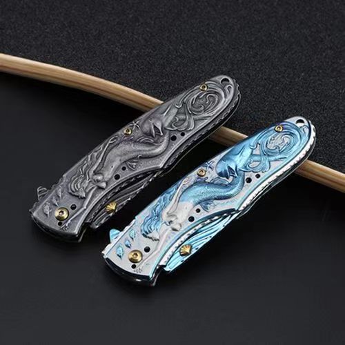 3D Printed Mermaid Camping Knife with Belt Clip Black - Tophatter Daily Deals