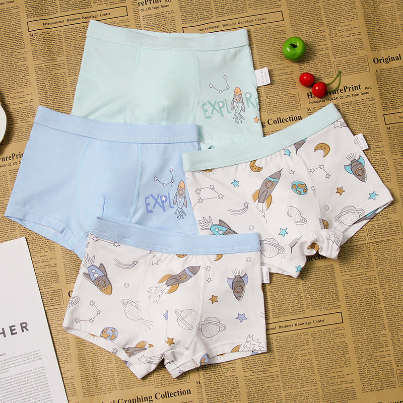 Boys Cartoon Cotton Boxer Shorts Suit Rocket combination 0 - Tophatter Daily Deals