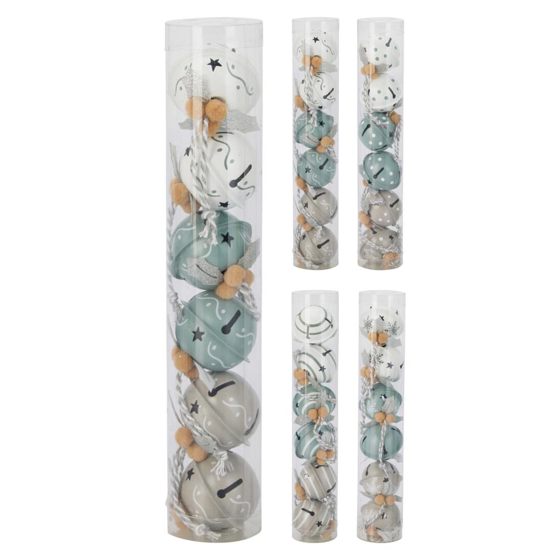Set of 6 Small Pastel Jingle Bells | Christmas Tree Hanging Ornaments - 4cm Baubles - Tophatter Daily Deals