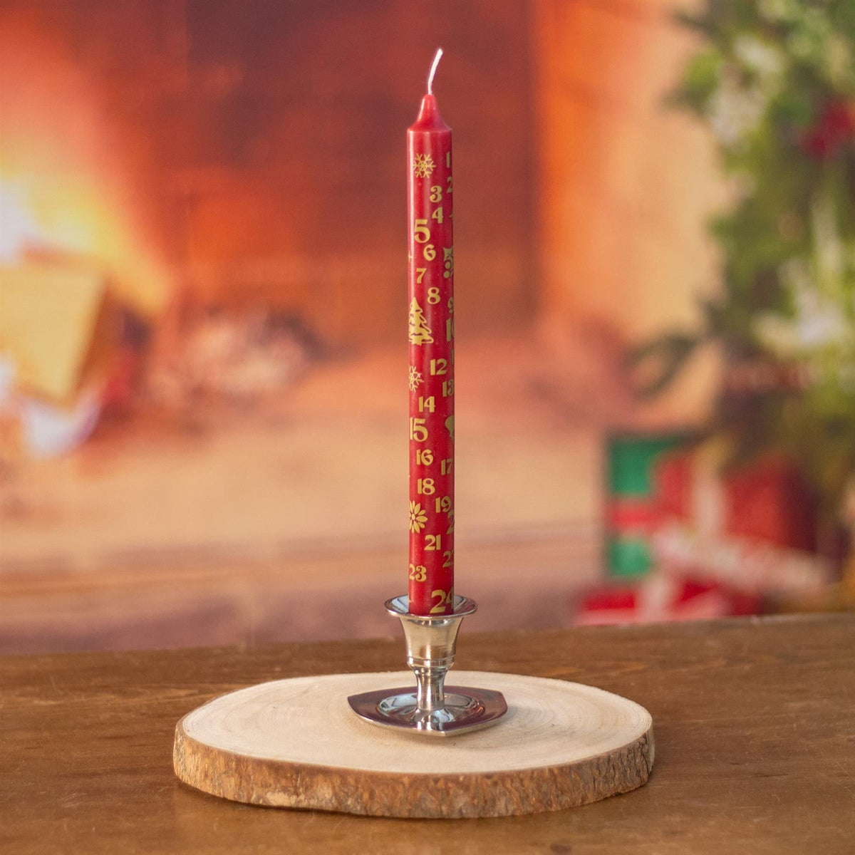 Traditional Christmas Advent Calendar Dinner Candle - Red Advent Candle Advent Candle - Tophatter Daily Deals