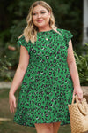 Plus Size Ruffled Leopard Cap Sleeve Mini Dress Casual Dresses - Tophatter Daily Deals