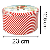 Nostalgic Santa Christmas Cake Tin | Festive Round Kitchen Storage Tin - 23x12cm Tin - Tophatter Daily Deals