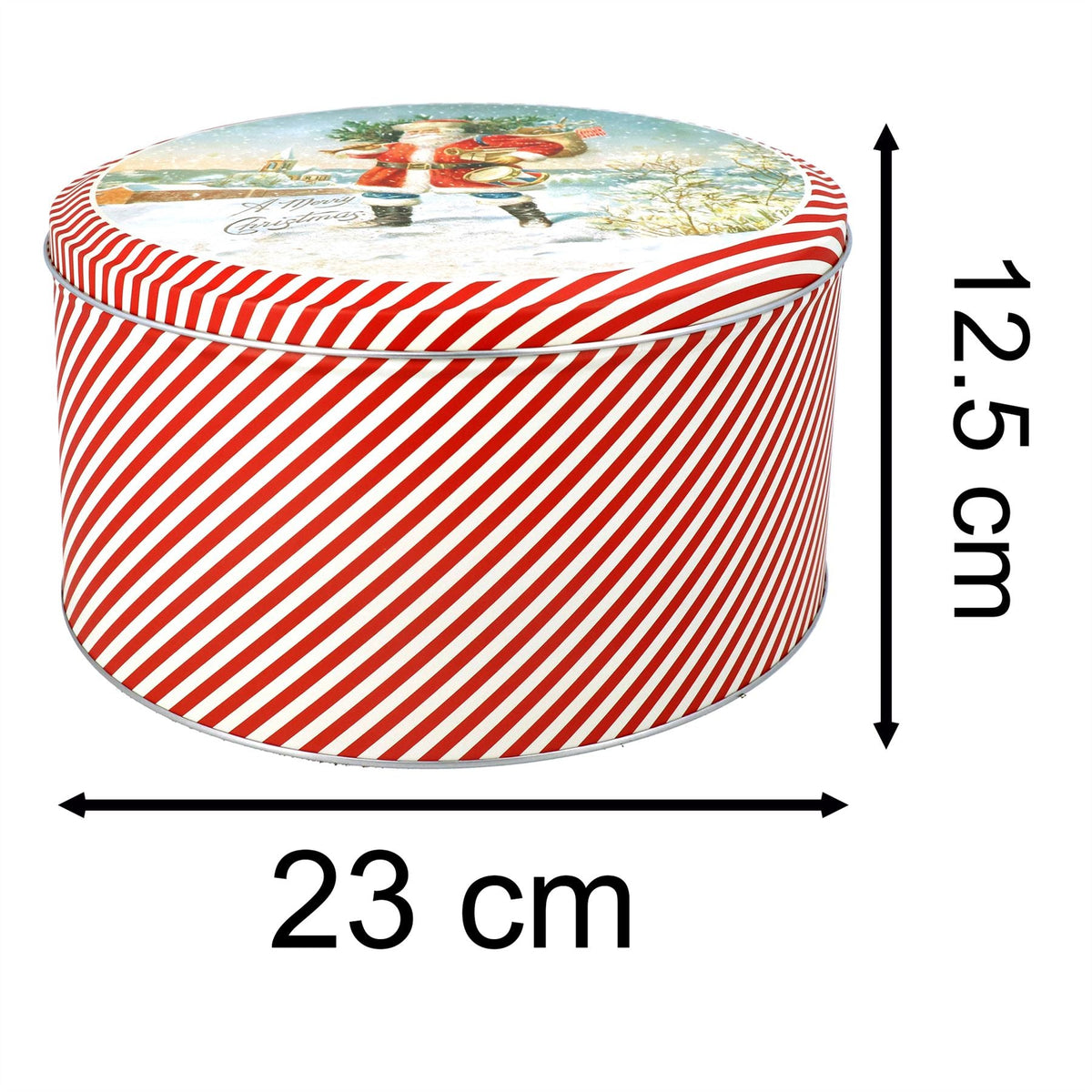 Nostalgic Santa Christmas Cake Tin | Festive Round Kitchen Storage Tin - 23x12cm Tin - Tophatter Daily Deals