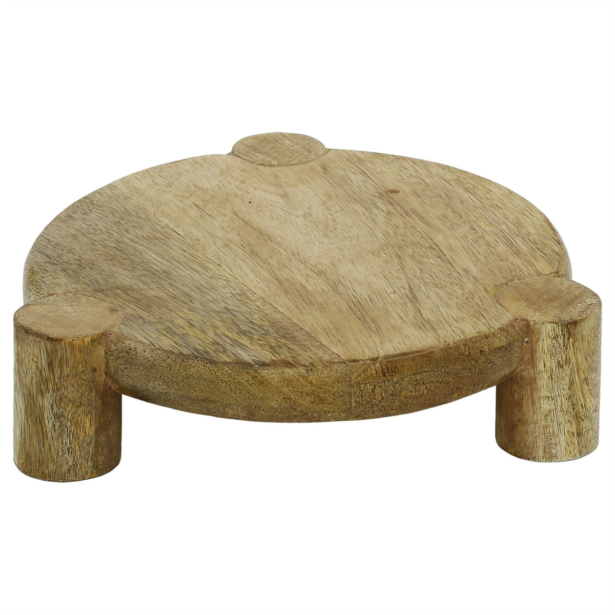 Set of 3 Round Mango Wood Serving Platters, Raised Serving Boards Serving Board - Tophatter Daily Deals