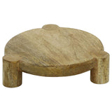 Set of 3 Round Mango Wood Serving Platters, Raised Serving Boards Serving Board - Tophatter Daily Deals