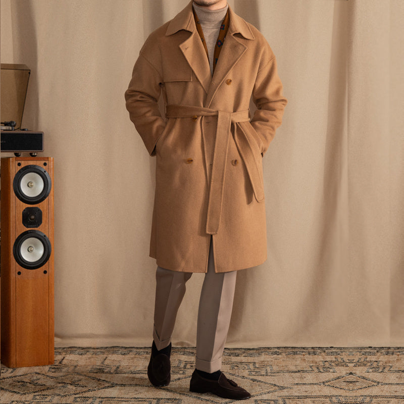Warm Mens Mid-Length Coat - Drop Shoulder, Wool, Winter 3D Changing Face Moving Picture Frame - Tophatter Daily Deals