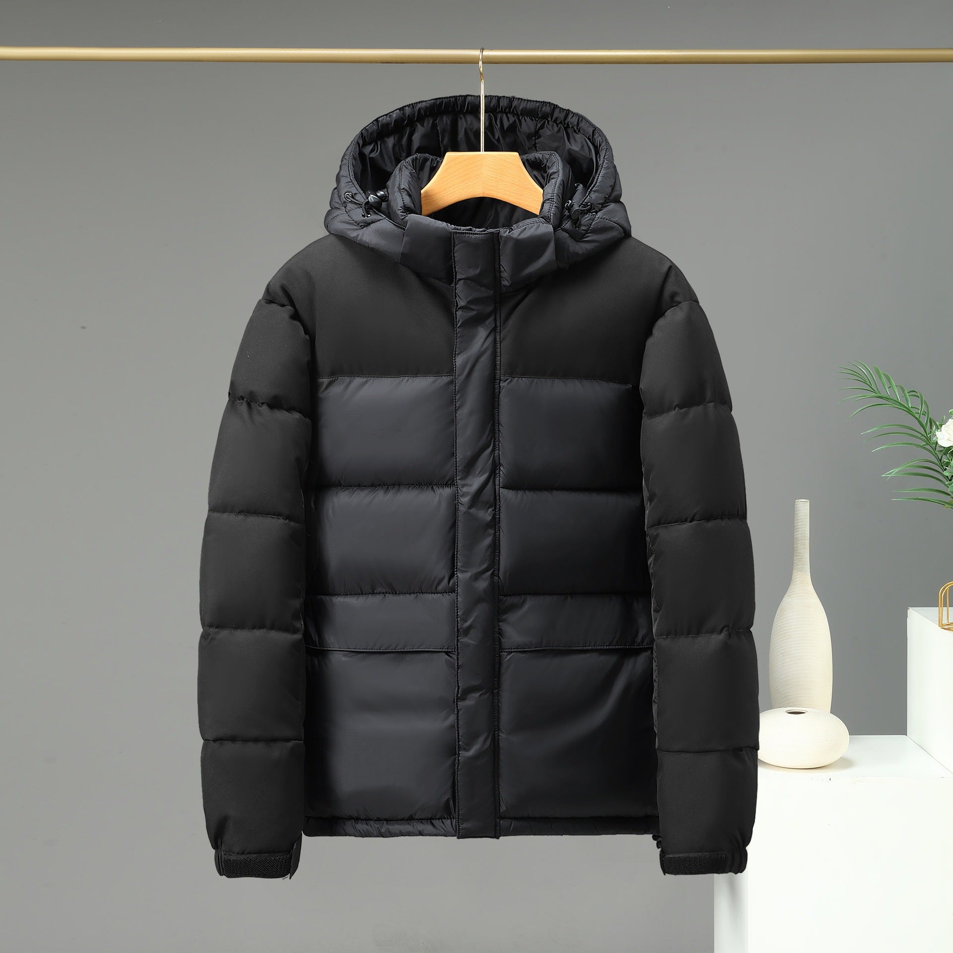 Warm Unisex Short Jacket - Boxy Hooded, Cotton Filled Black 3D Changing Face Moving Picture Frame - Tophatter Daily Deals