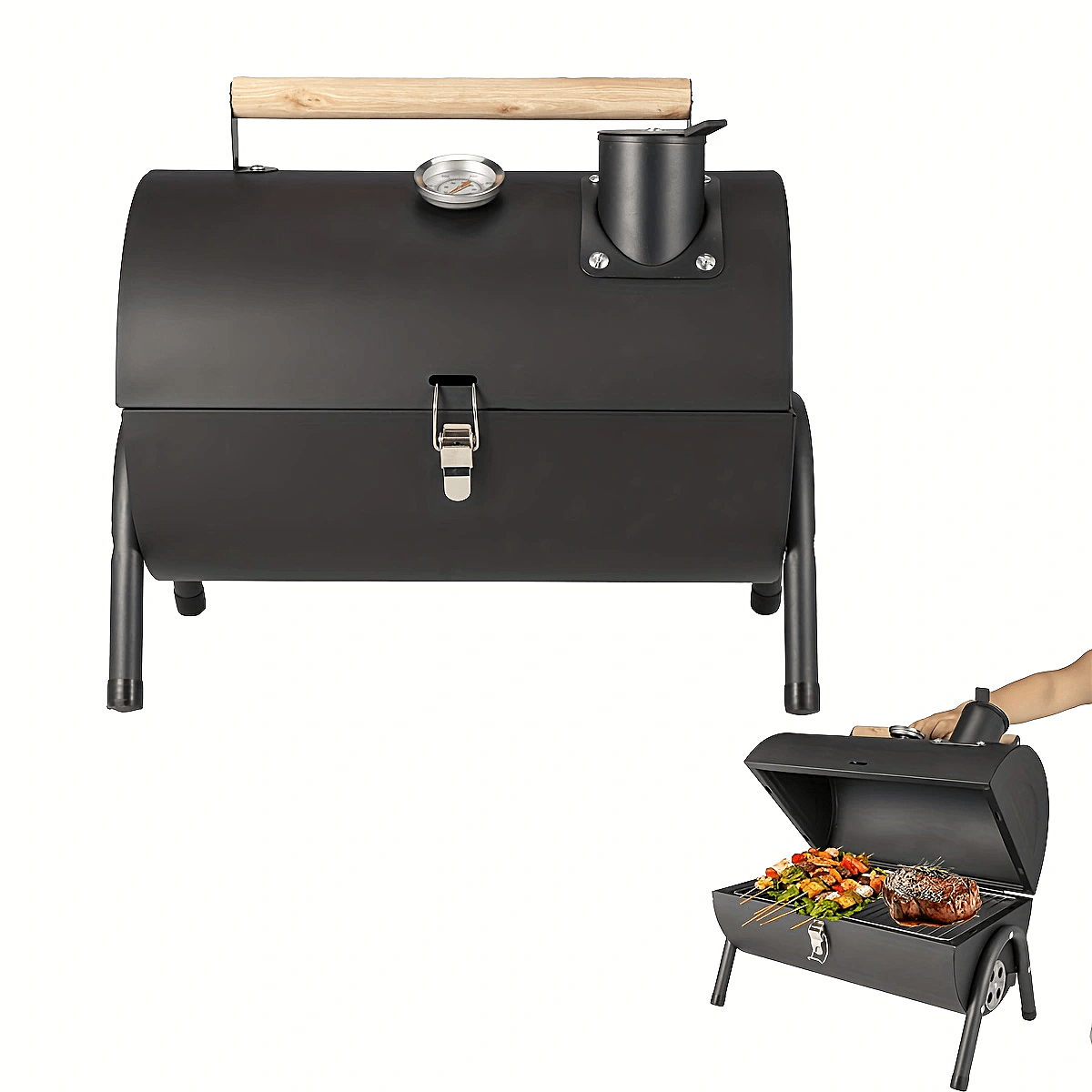 Portable Charcoal Grill BBQ Smoker with Handle Kitchen Appliances - Tophatter Daily Deals