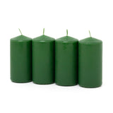 Set of 4 Green Pillar Candles | Unscented Wax Candles for Home & Events - 5x10cm Candle - Tophatter Daily Deals