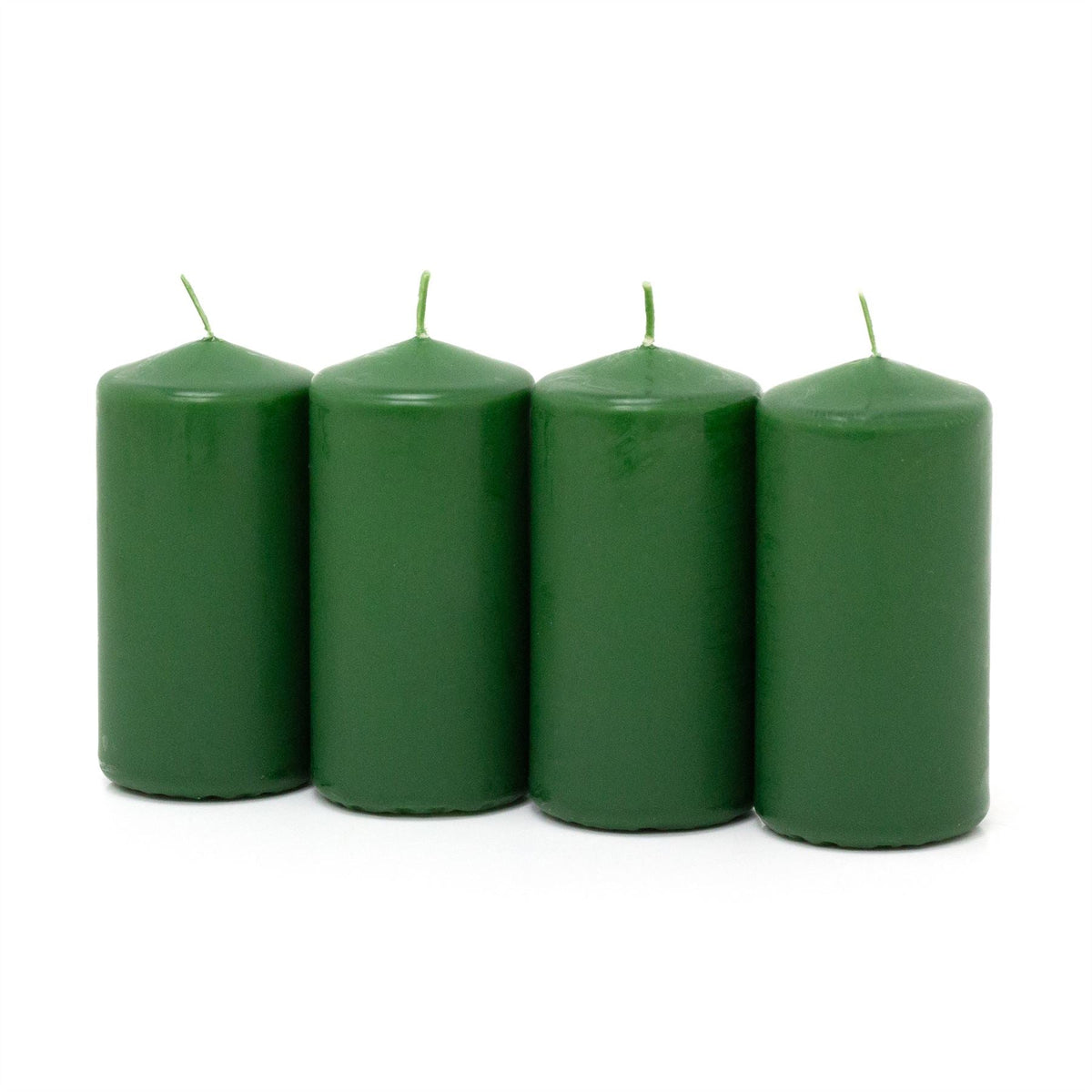 Set of 4 Green Pillar Candles | Unscented Wax Candles for Home & Events - 5x10cm Candle - Tophatter Daily Deals