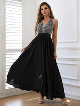 Contrast Sequin Sleeveless Maxi Dress Cocktail Dresses - Tophatter Daily Deals