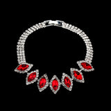 Bridal White Crystal Floral Jewelry Set 600Bracelet Red 0 - Tophatter Daily Deals