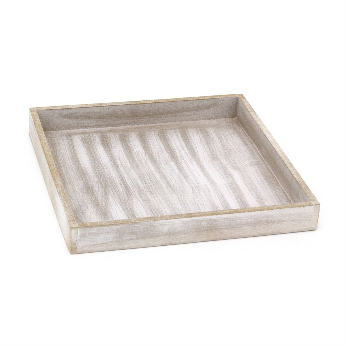 Rustic Grey Wash Wooden Tray | Distressed Grey Display & Jewellery Dish - 25cm Tray - Tophatter Daily Deals
