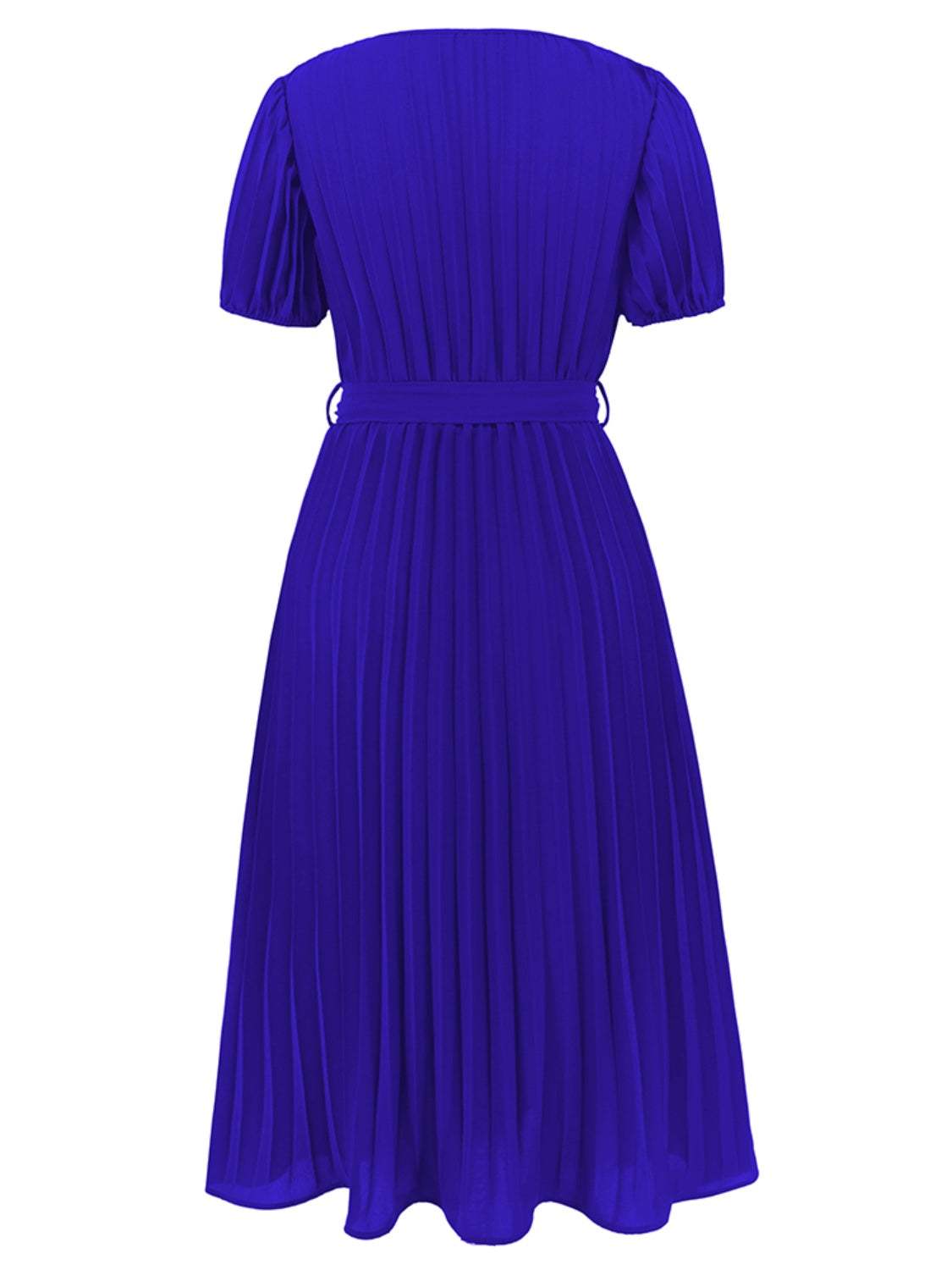 Pleated Surplice Tie Waist Midi Dress Casual Dresses - Tophatter Daily Deals