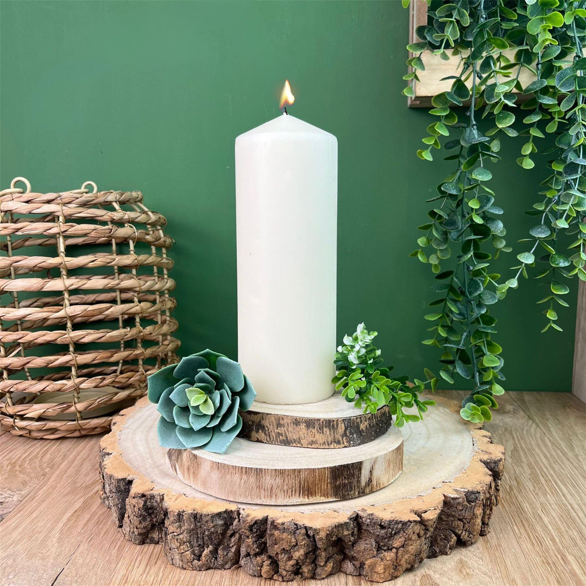 Unscented Ivory Pillar Candle | Tall Cream Church Pillar Candle - 20x7cm Candle - Tophatter Daily Deals