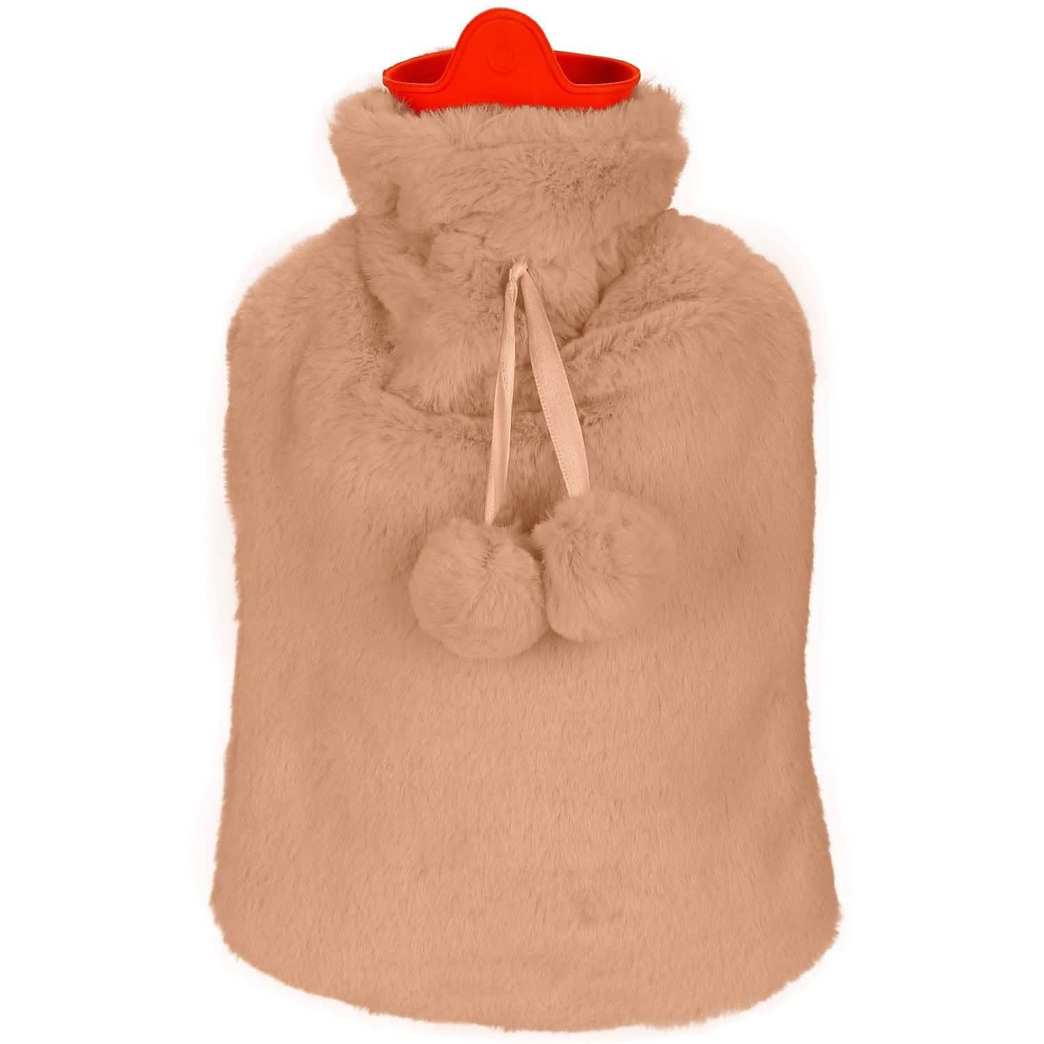 2L Hot Water Bottle with Plush Cover Brown Health & Wellness - Tophatter Daily Deals