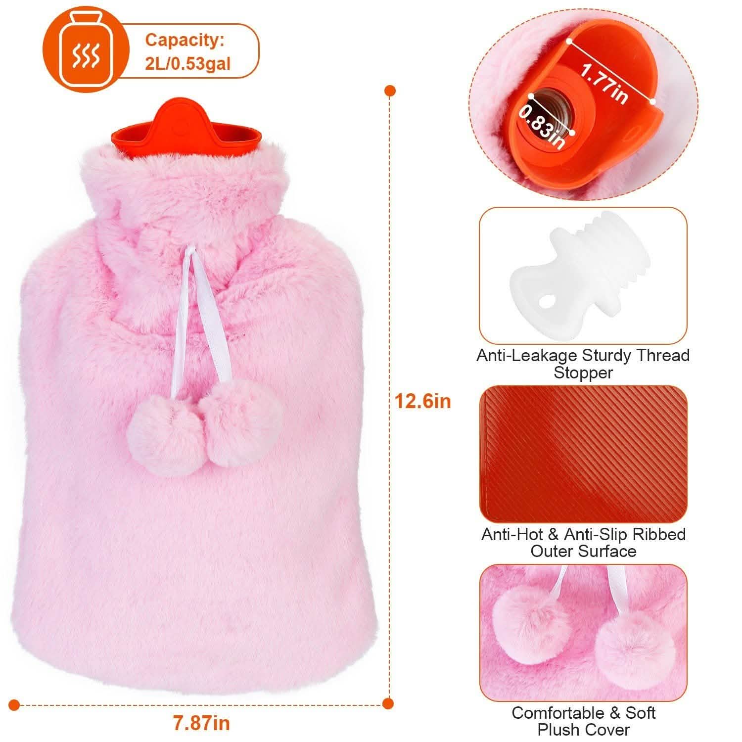2L Hot Water Bottle with Plush Cover Health & Wellness - Tophatter Daily Deals
